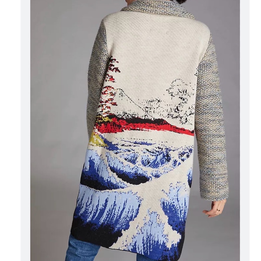 Anthropologie Aldo Martins Ocean Funnel Neck Sweater Coat M ❗️ - Picture 3 of 10